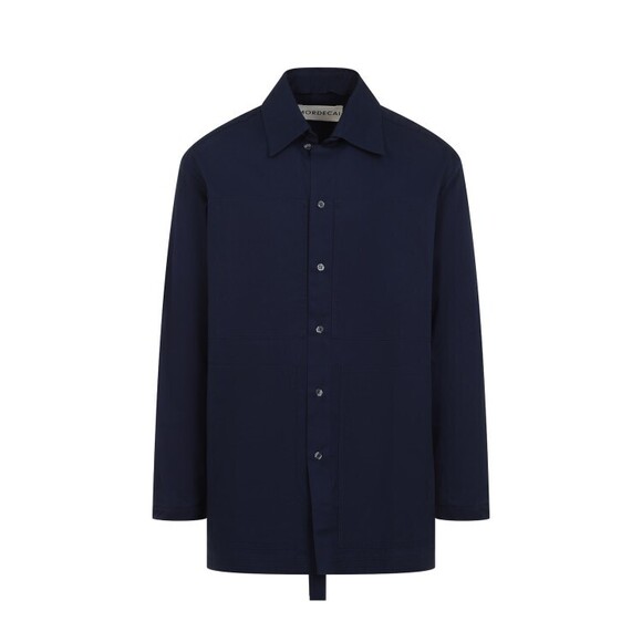 Mordecai Blue Shirt With Classic Collar And Contrasting Back Stripes - NWT